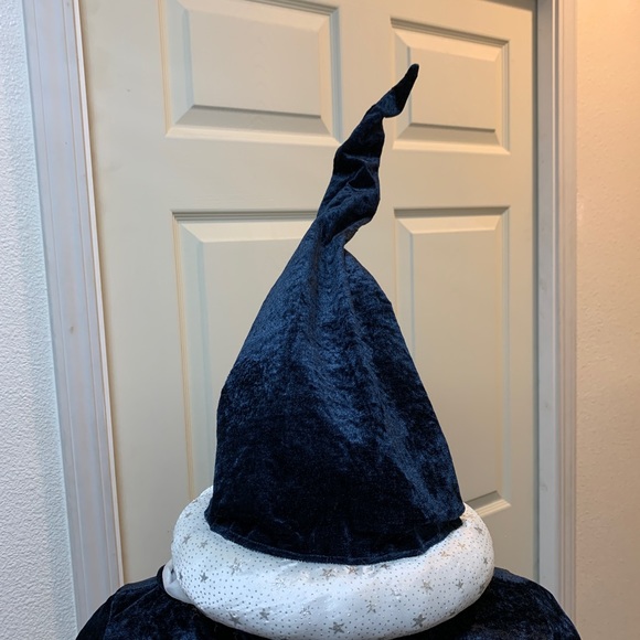 Handmade wizard’s robe and matching hat, blue/white/silver. Child size 8. - Picture 4 of 4